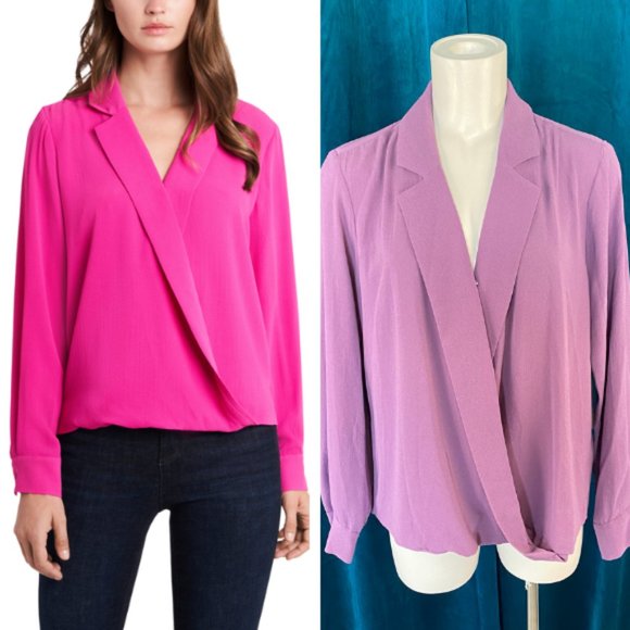Vince Camuto Tops - Vince Camuto Notch Collar Faux Wrap Top Lilac